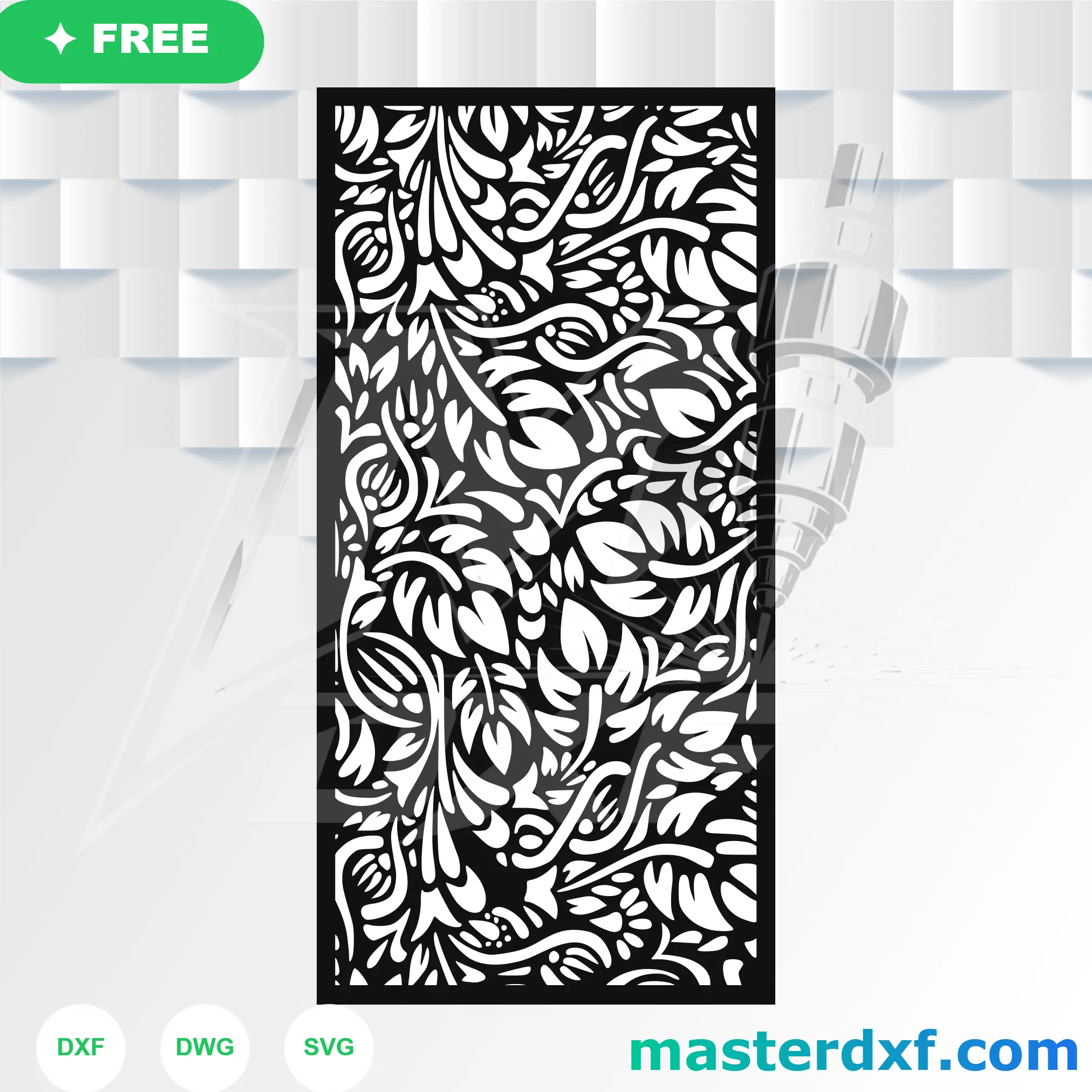 Layered Foliage DXF Panel for Botanical Wall Screens DXF File